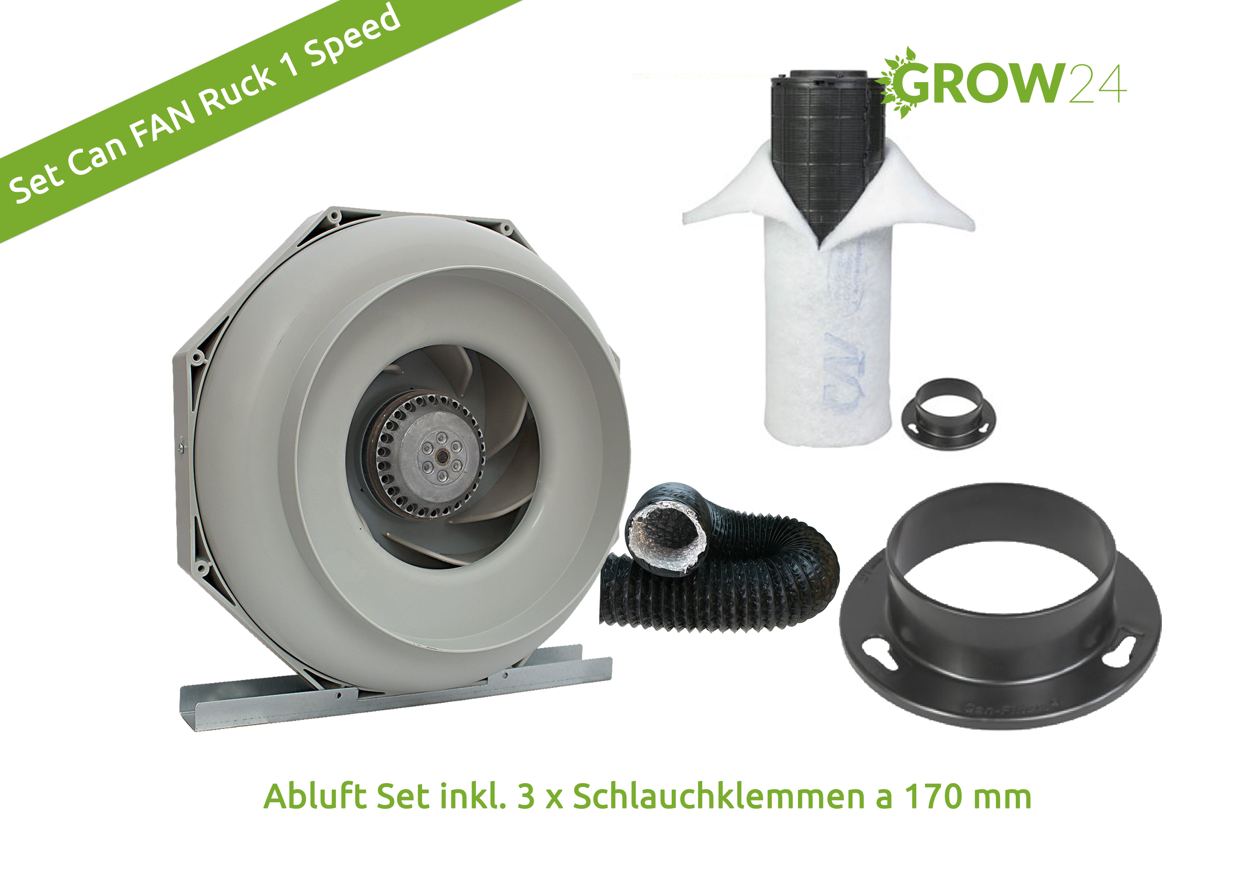 Abluft-Set Can FAN RK 1 speed 350cbm/h ø125mm