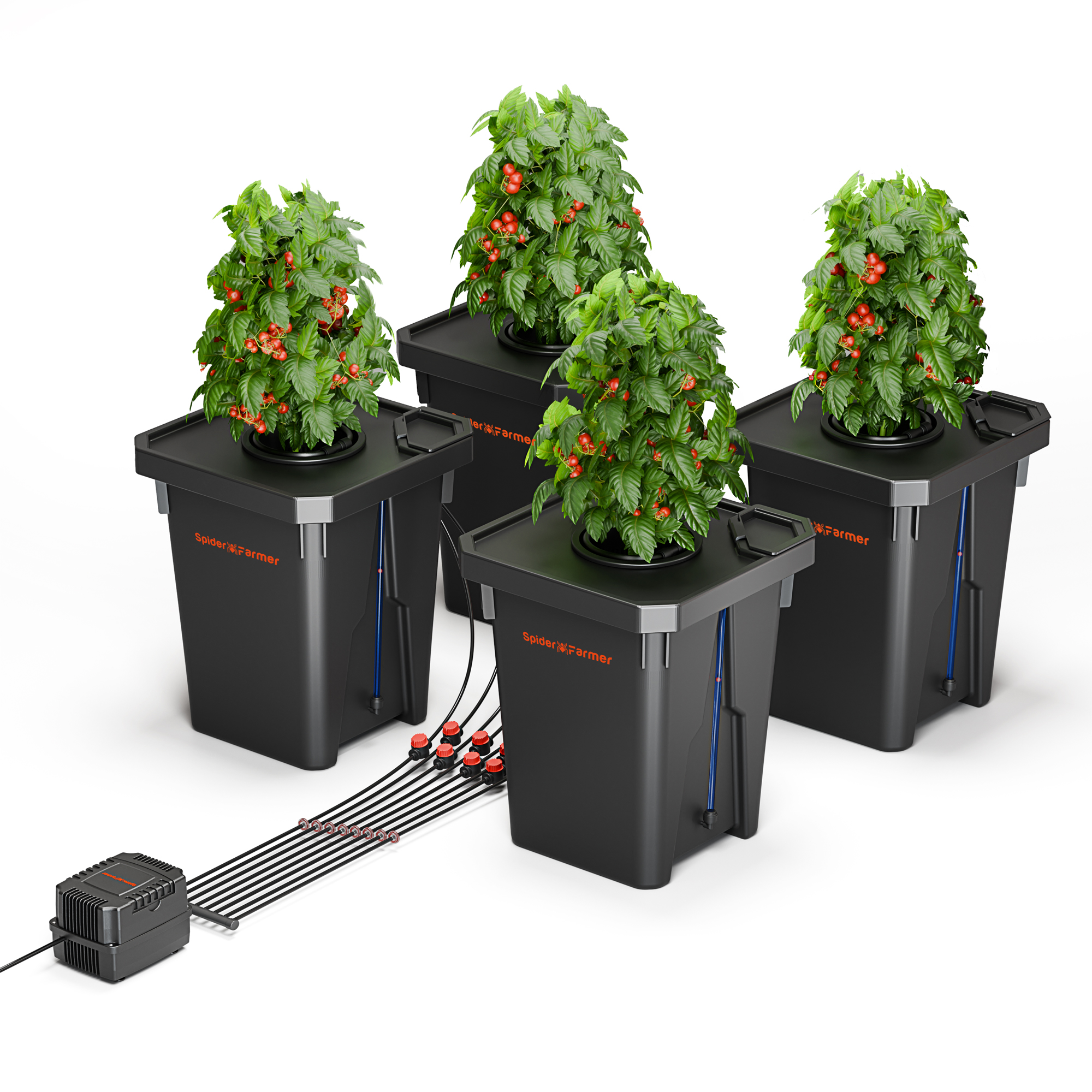 Spider Farmer DWC Hydroponik Grow-System mit Top-Drip-Kit – 4 × 26,5 Liter