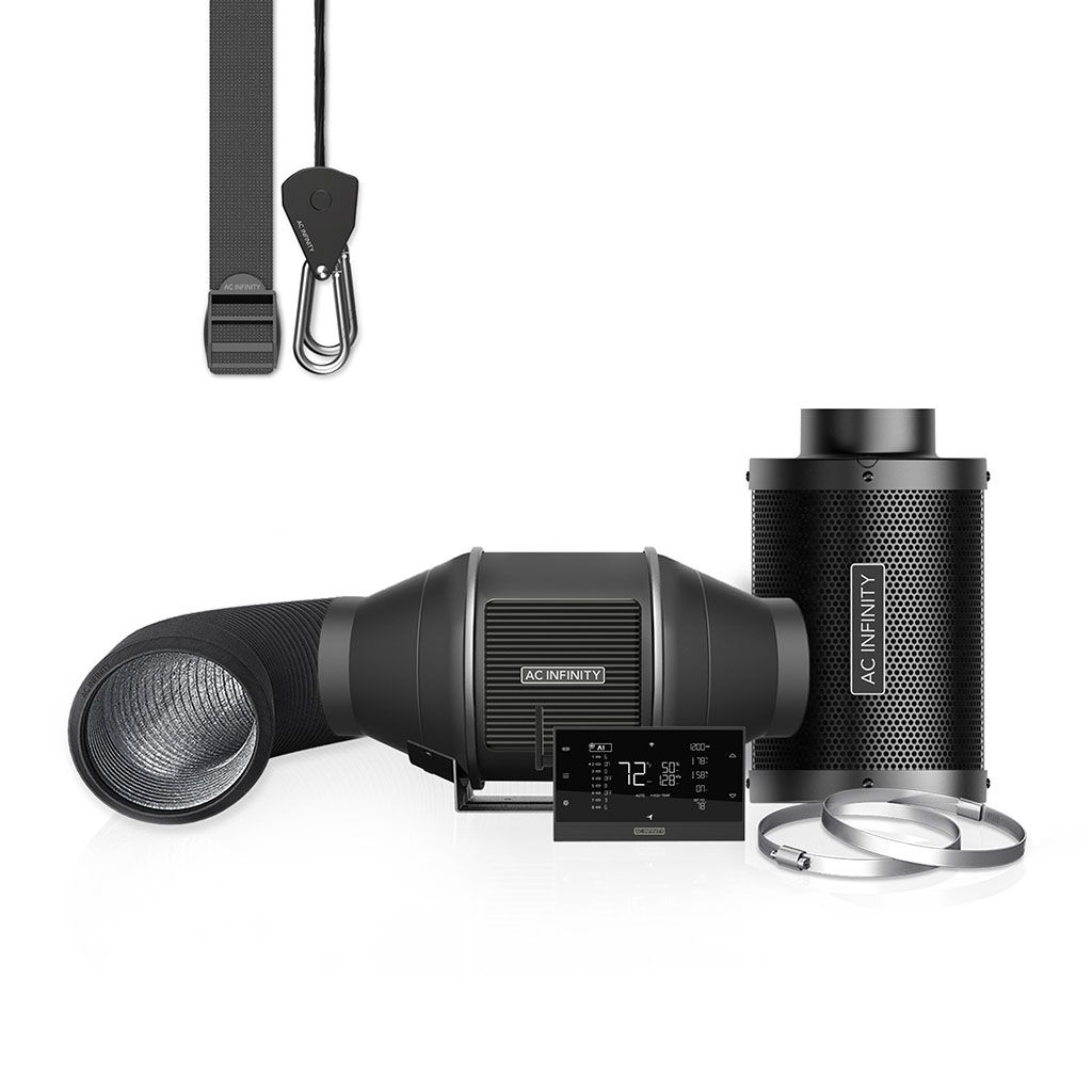 Luftfilter-Set PRO 100 mm, Inline-Ventilator mit Controller AI+ und Aktivkohlefilter