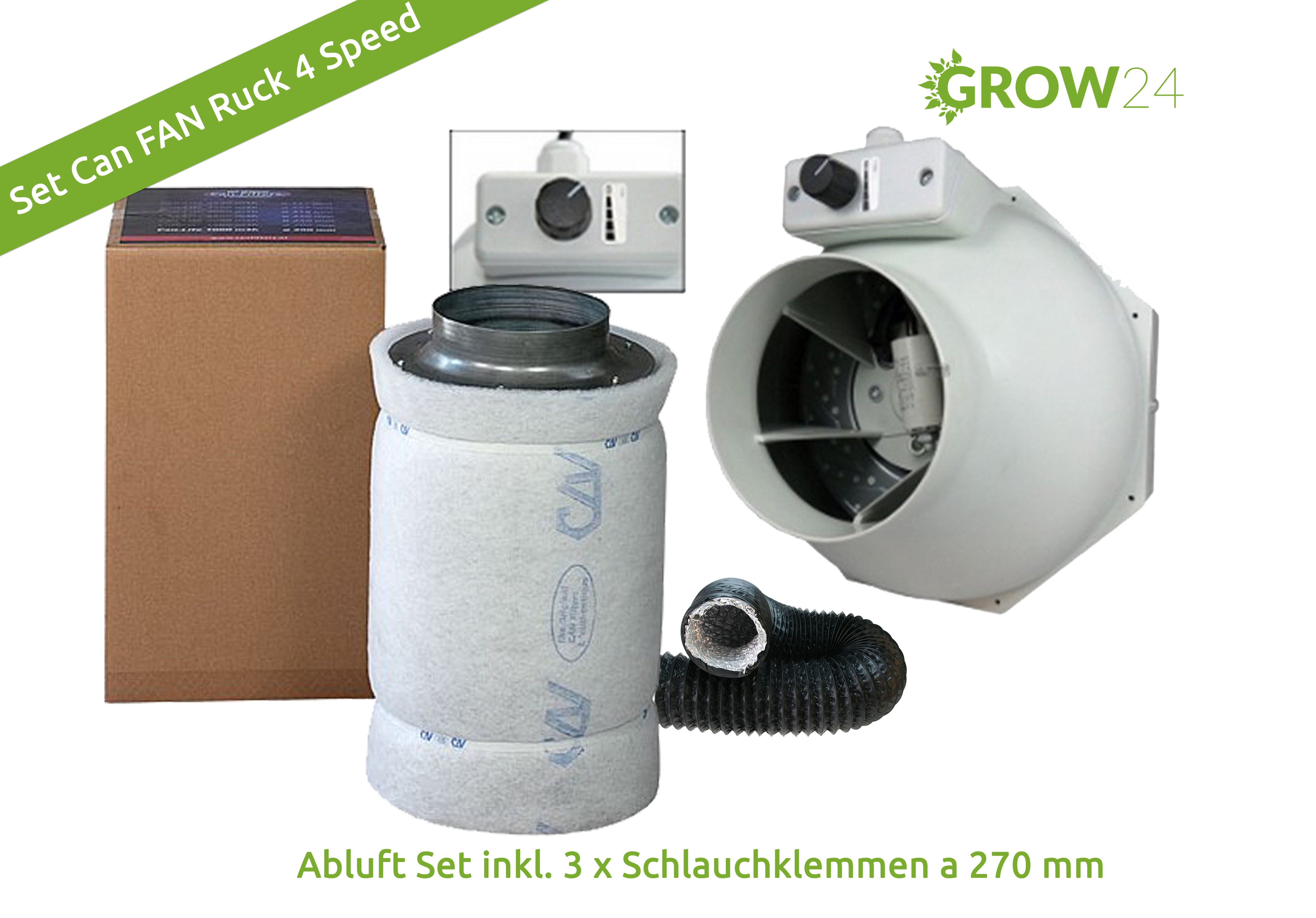 Abluft-Set Can FAN RK 4 speed 810cbm/h ø160mm