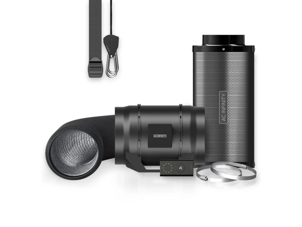 Luftfilter-Set 200 mm, Inline-Ventilator mit Geschwindigkeitsregler und Aktivkohlefilter