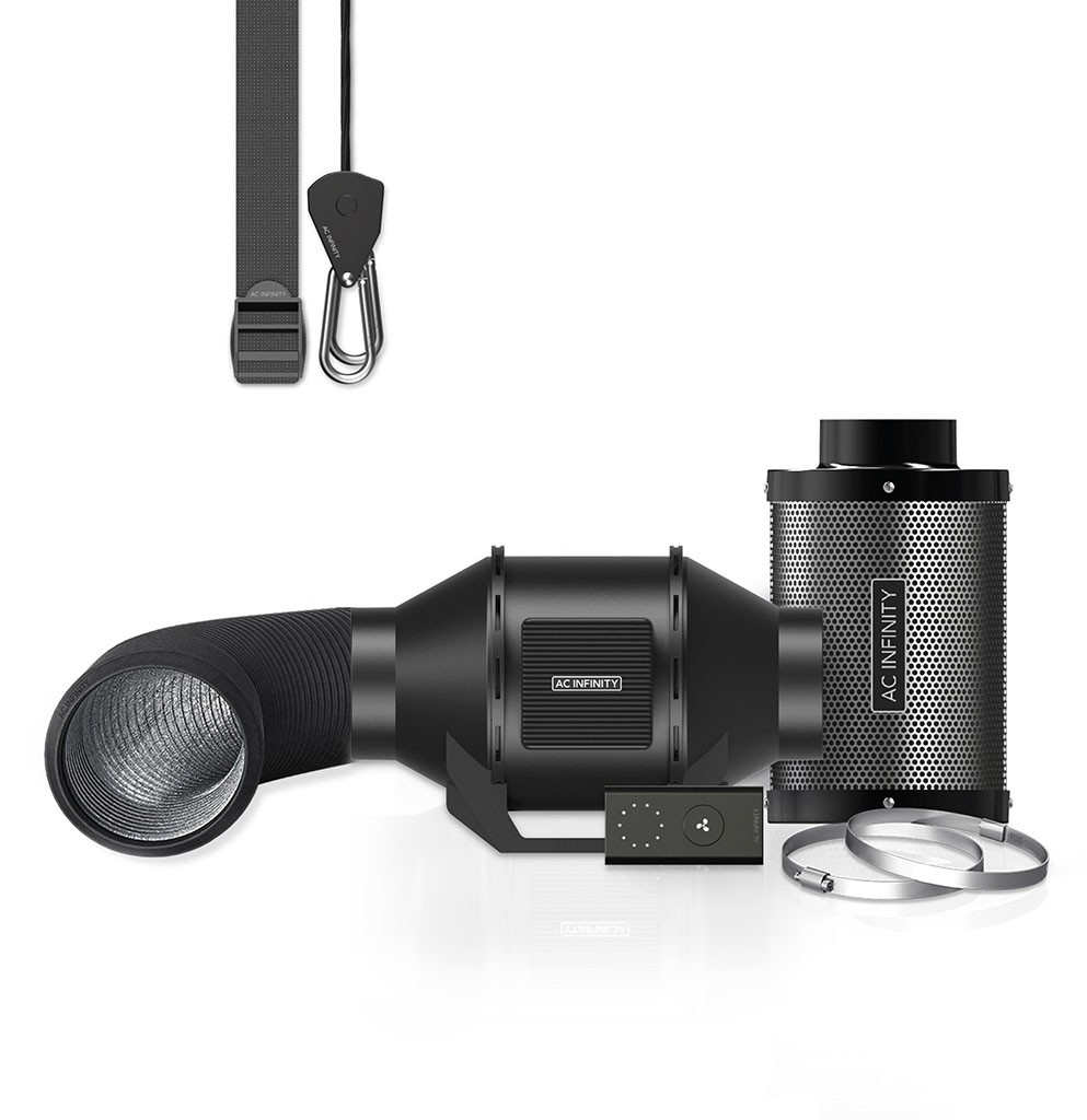 Luftfilter-Set 100mm, Inline-Ventilator mit Geschwindigkeitsregler und Aktivkohlefilter