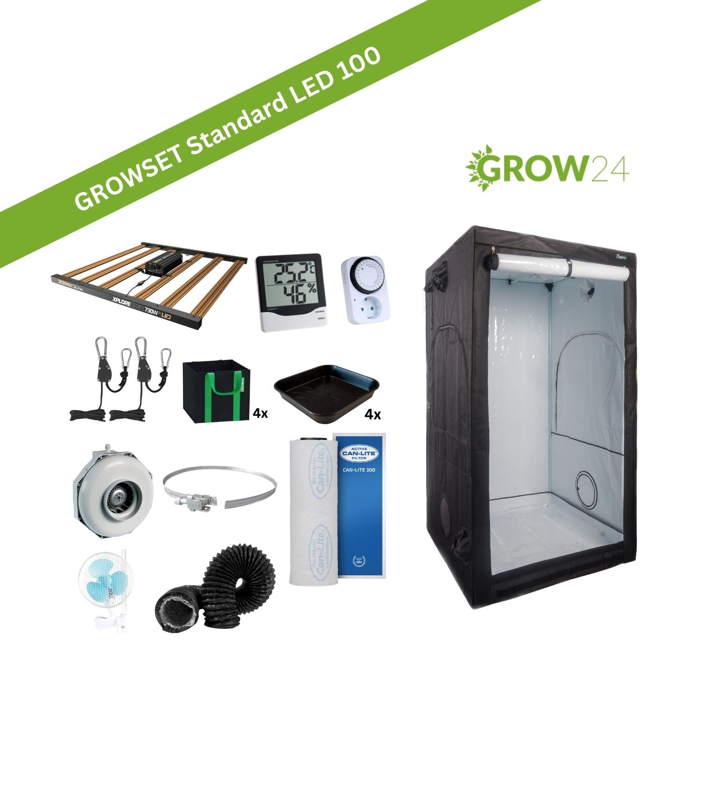 Growbox Komplettset 100x100x200 – Standard LED Performance