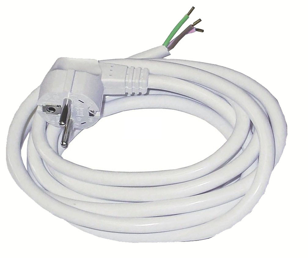 Anschlussleitung Mit Schukostecker – 1,5m Weißes Gerätekabel 3x1,5mm² Mit Winkelstecker